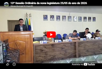 13ª  Sessão Ordinária da nona legislatura 25/05 do ano de 2026