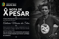 A Câmara Municipal de Urupá manifesta profundo pesar pelo falecimento do Senhor Antônio Messias da Silva.