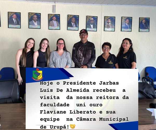 Hoje  o presidente  JARBAS  LUIS DE ALMEIDA a recebeu  a visita  da nossa reitora da faculdade  uni ouro FLAVIANE LIBERATO.