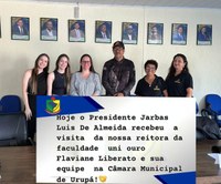Hoje  o presidente  JARBAS  LUIS DE ALMEIDA a recebeu  a visita  da nossa reitora da faculdade  uni ouro FLAVIANE LIBERATO.