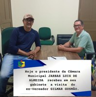 Hoje recebemos na câmara municipal a visita do ex-vereador GILMAR GUSMÃO 