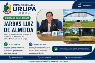 indicação emitida pela Câmara Municipal de Urupá, do vereador Jarbas Luiz de Almeida