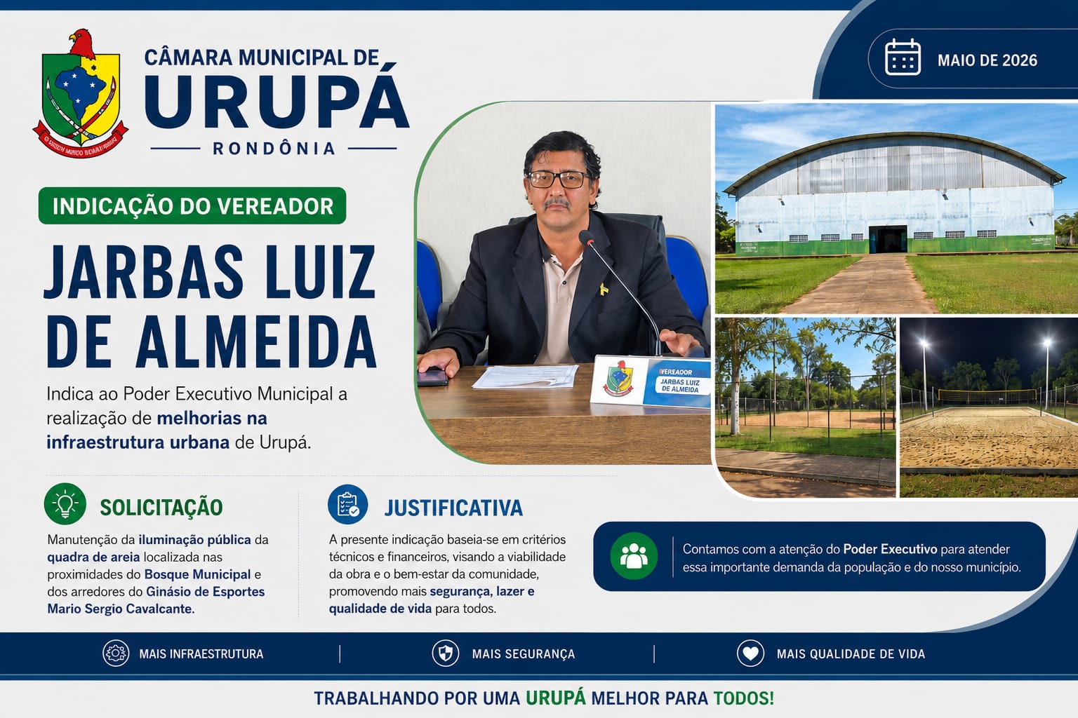 indicação emitida pela Câmara Municipal de Urupá, do vereador Jarbas Luiz de Almeida