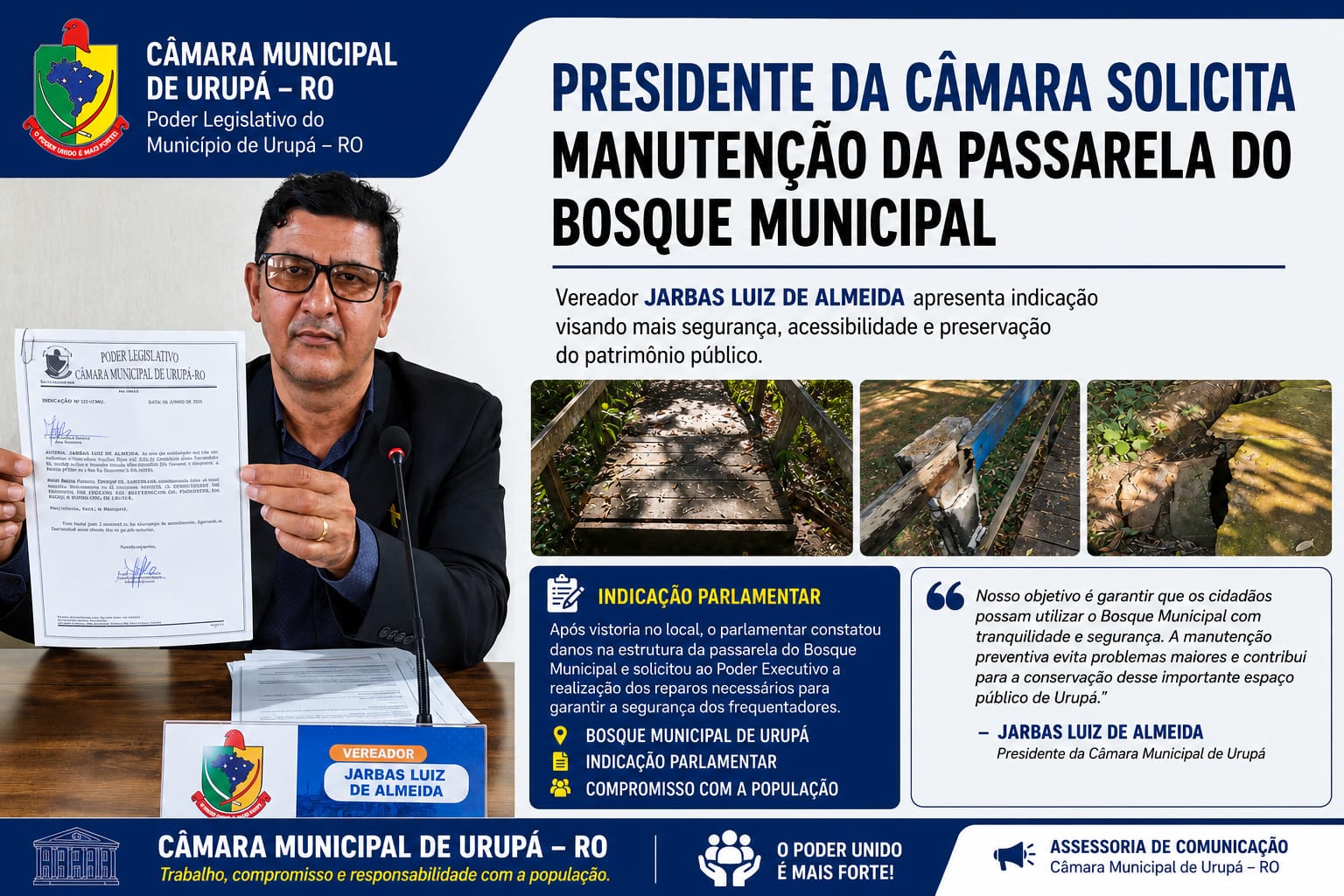 Manutenção na Passarela do Bosque Municipal de Urupá