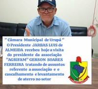 Hoje recebemos a visita do presidente da associação "AGRIFAM " Gerson Soares Ferreira